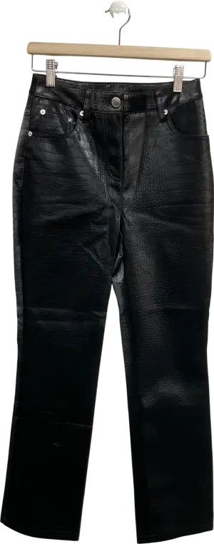 Next Sosander Black Croc Effect Straight Leg Trousers UK 6