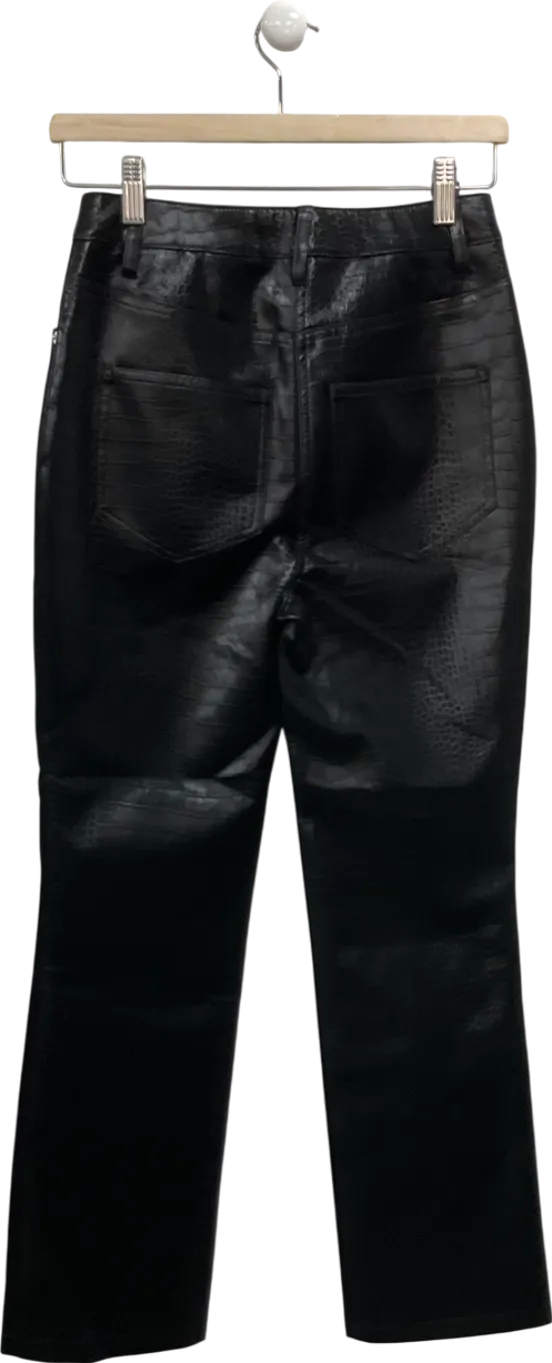 Next Sosander Black Croc Effect Straight Leg Trousers UK 6
