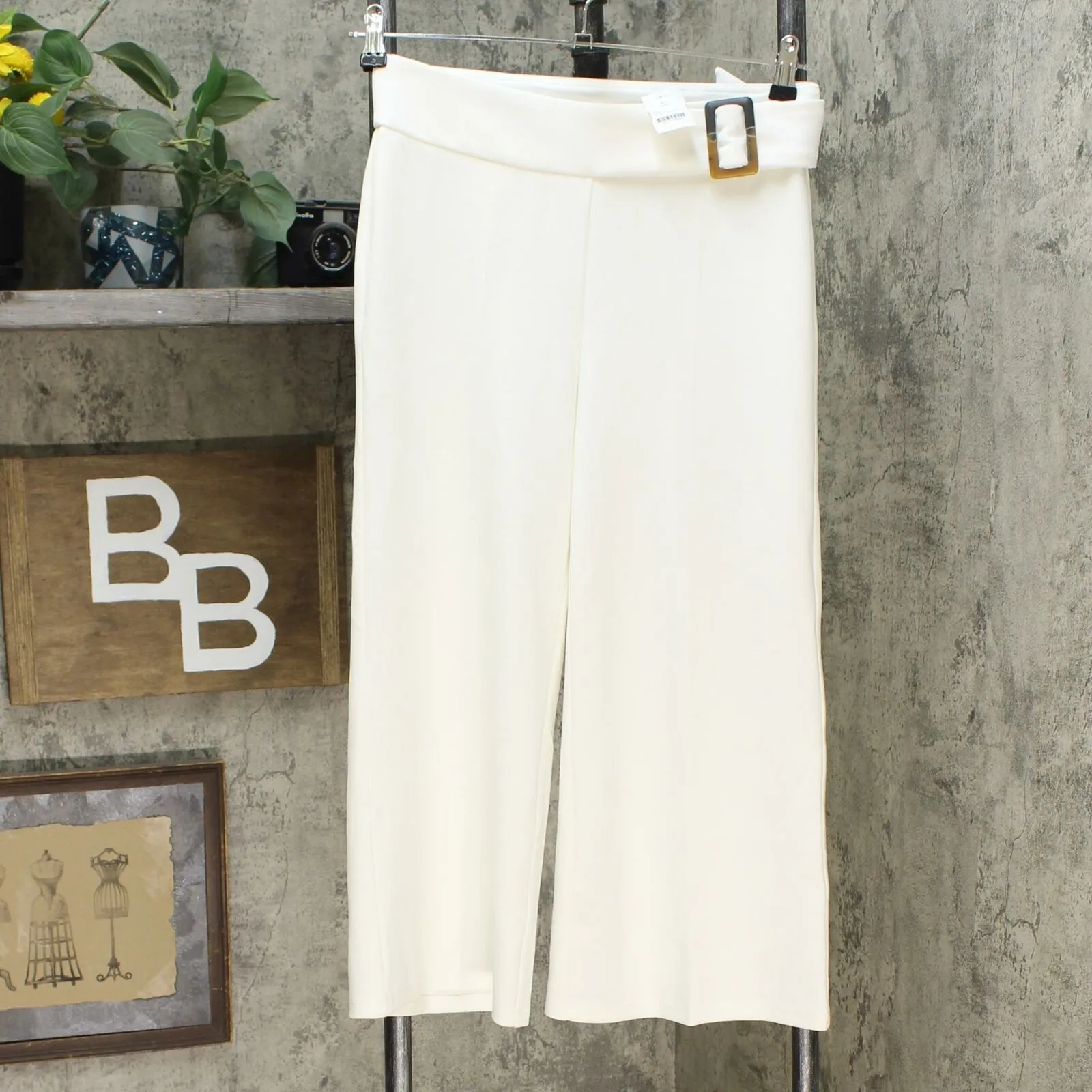 Nina Leonard Women's Cropped High Tech Crepe Wide Leg Pants