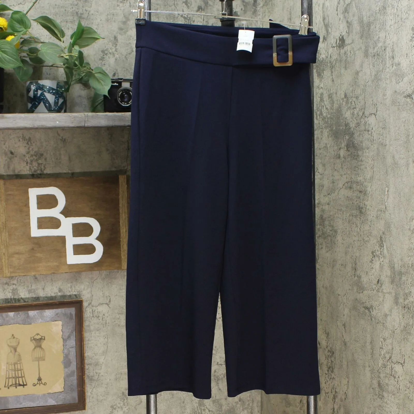 Nina Leonard Women's Cropped High Tech Crepe Wide Leg Pants