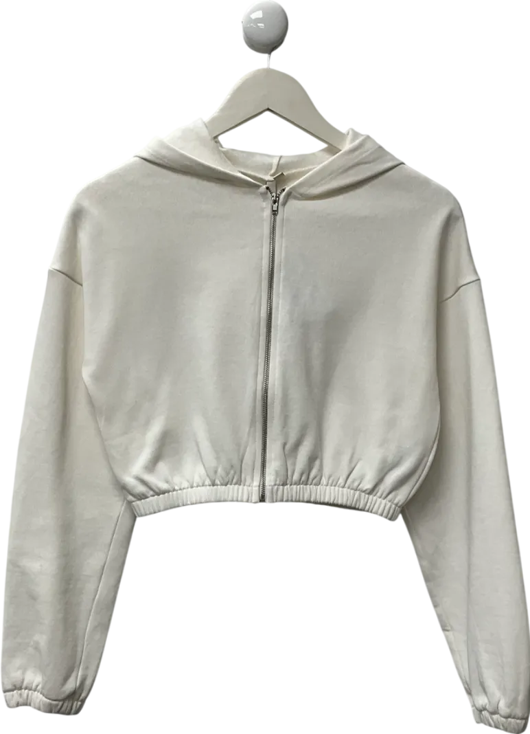 NLY trend White Cropped Zip Hoodie UK S