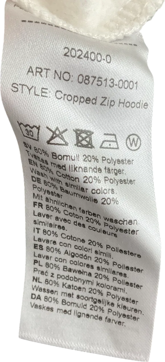 NLY trend White Cropped Zip Hoodie UK S