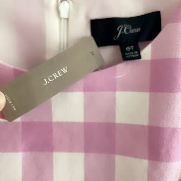 NWT J Crew Pink Gingham Sheath Dress with Belt Size 6 tall