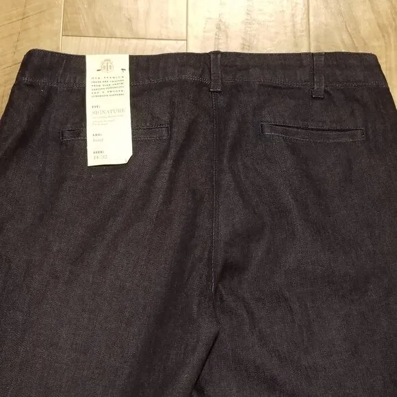 NWT Talbots Premium Indigo Jeans Womens Size 14x32 Signature Boot Cut Dark Denim