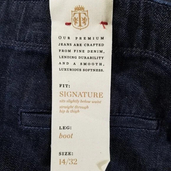 NWT Talbots Premium Indigo Jeans Womens Size 14x32 Signature Boot Cut Dark Denim