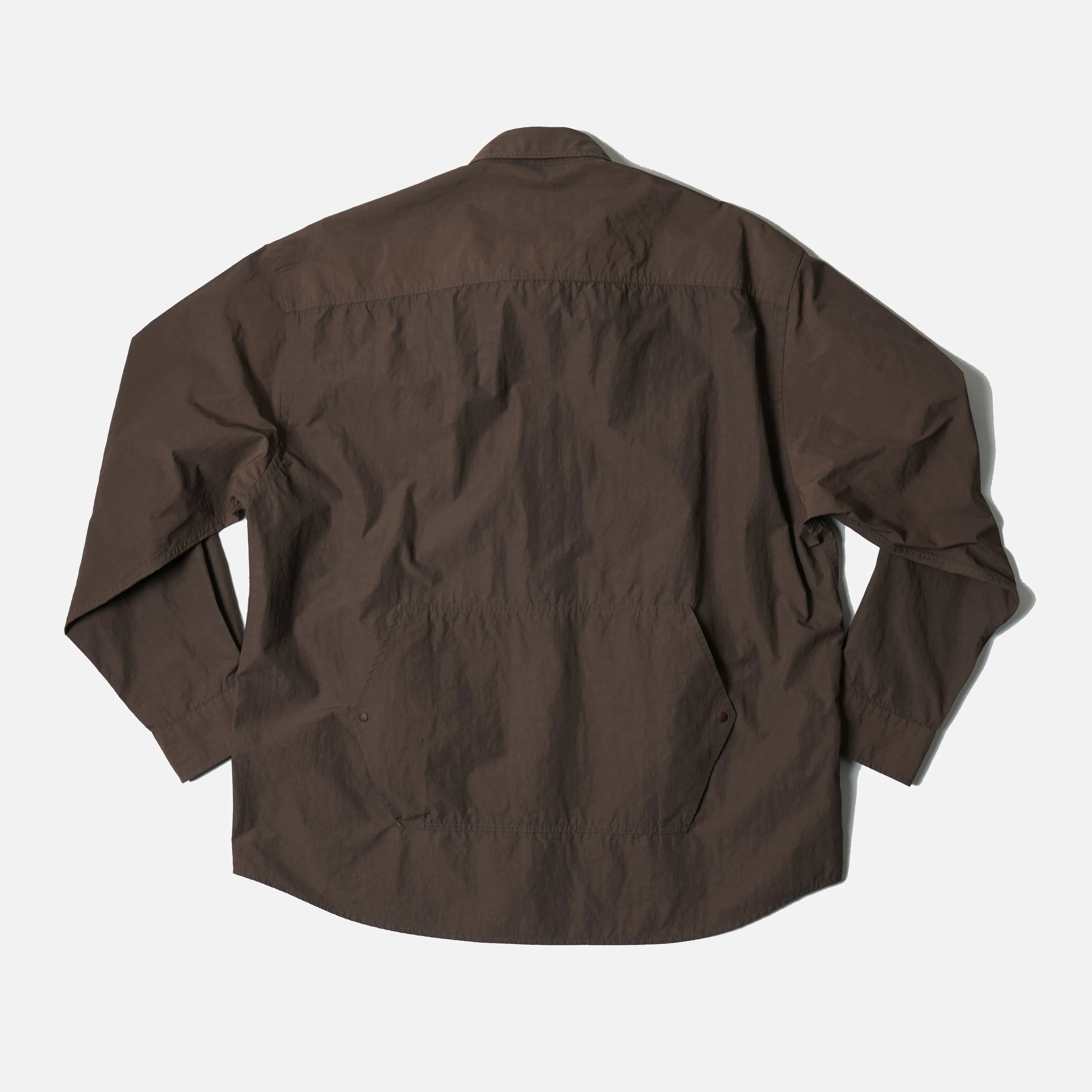 NYLON UTILITY POCKET OVERSHIRT - BROWN