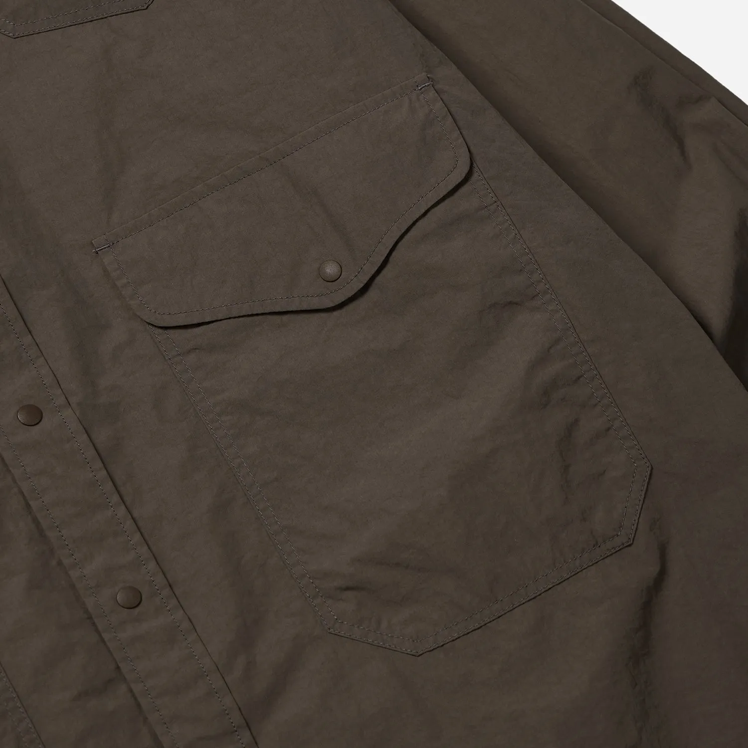 NYLON UTILITY POCKET OVERSHIRT - BROWN