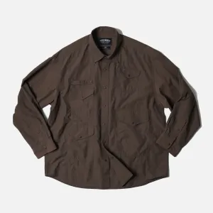 NYLON UTILITY POCKET OVERSHIRT - BROWN