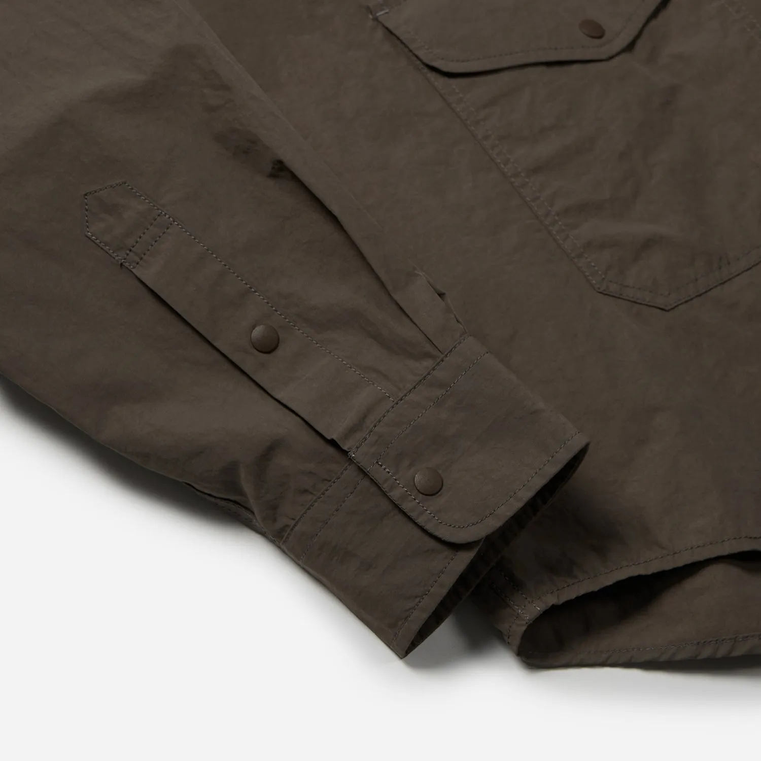 NYLON UTILITY POCKET OVERSHIRT - BROWN