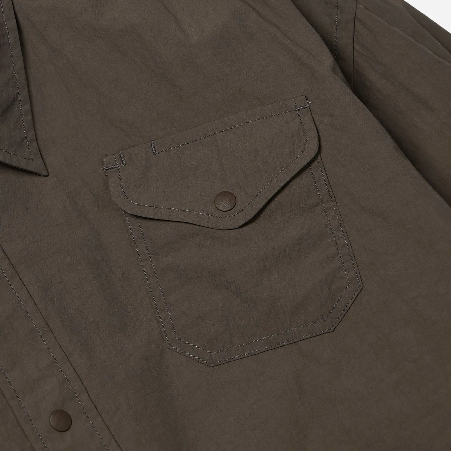 NYLON UTILITY POCKET OVERSHIRT - BROWN
