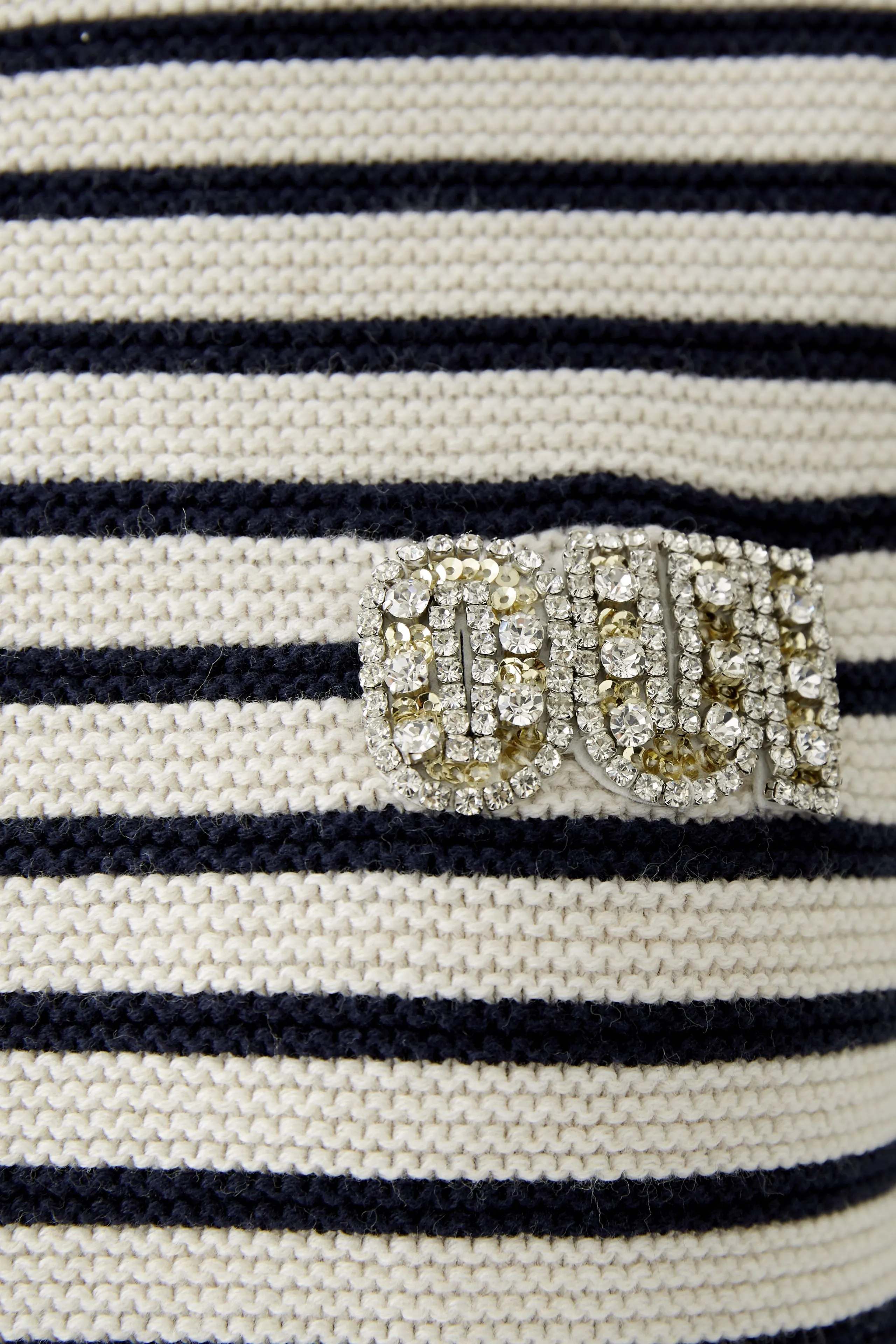 Oui Navy/White Striped Short Sleeve Jumper