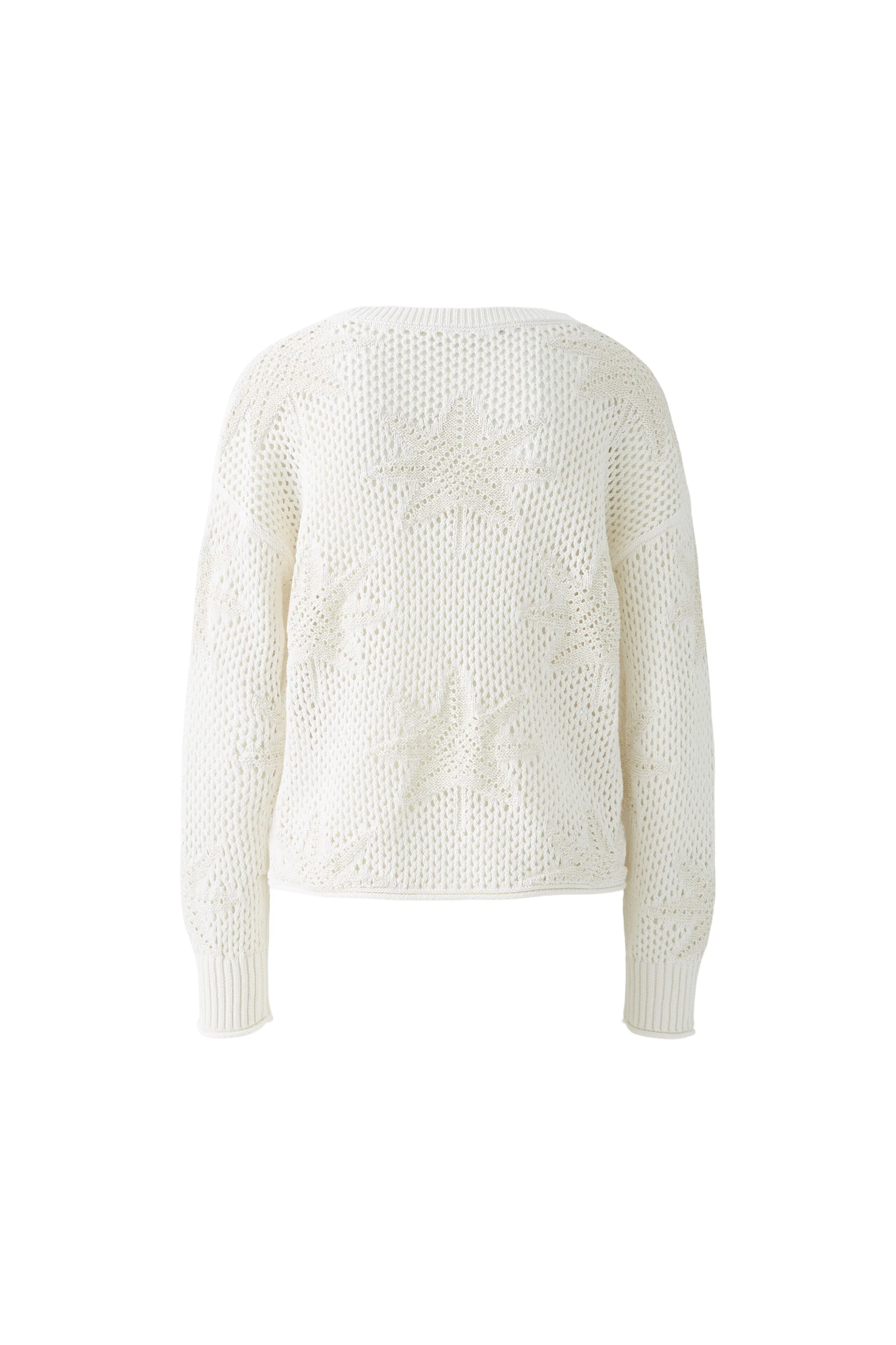 Oui Pointelle Openwork Knit Palm Motif Jumper
