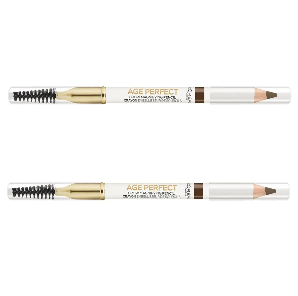 Pack of 2 L'Oreal Paris Age Perfect Magnifying Brow Pencil , Deep Brown 204