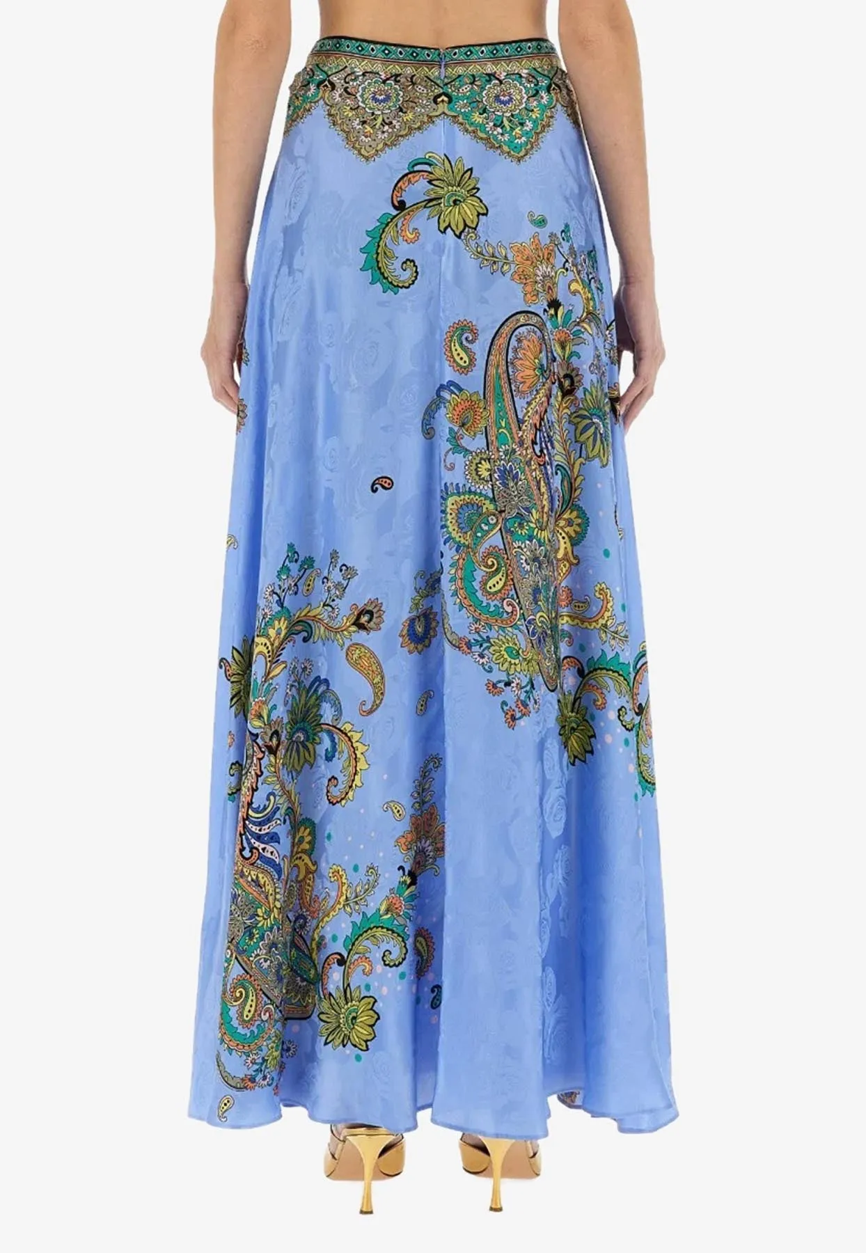 Paisley Print Maxi A-line Skirt