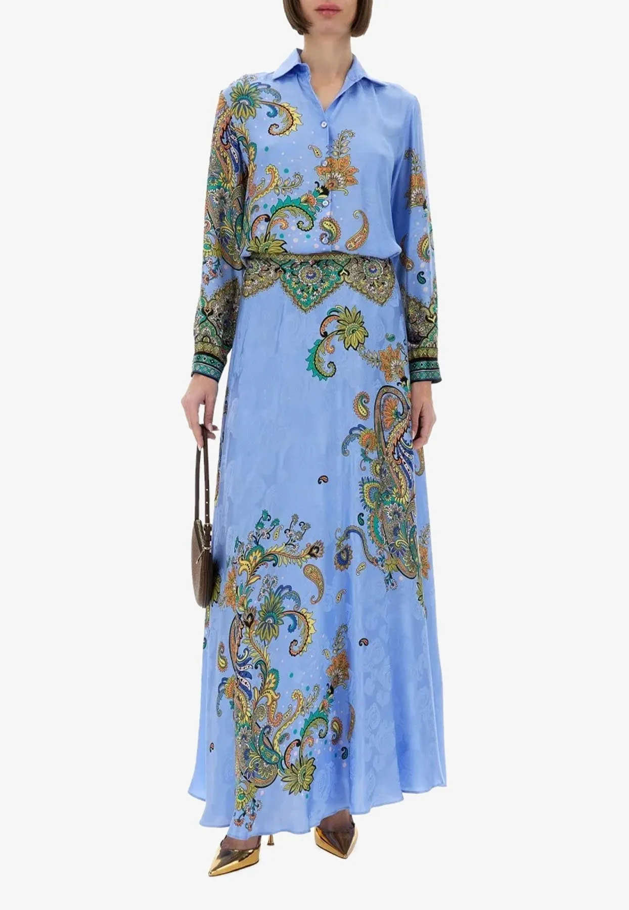 Paisley Print Maxi A-line Skirt