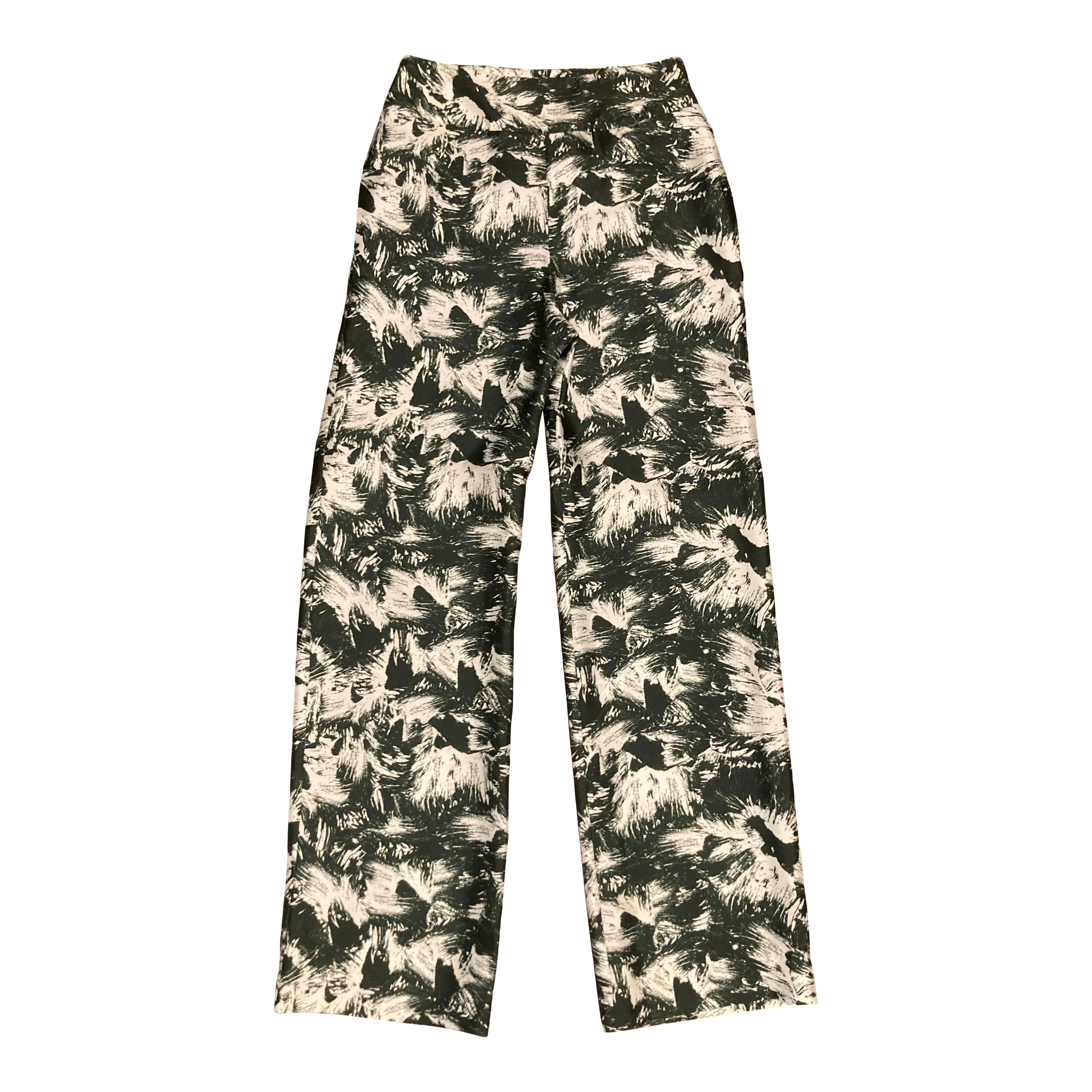 Pants in  Green Abstract Fish Tail Silk