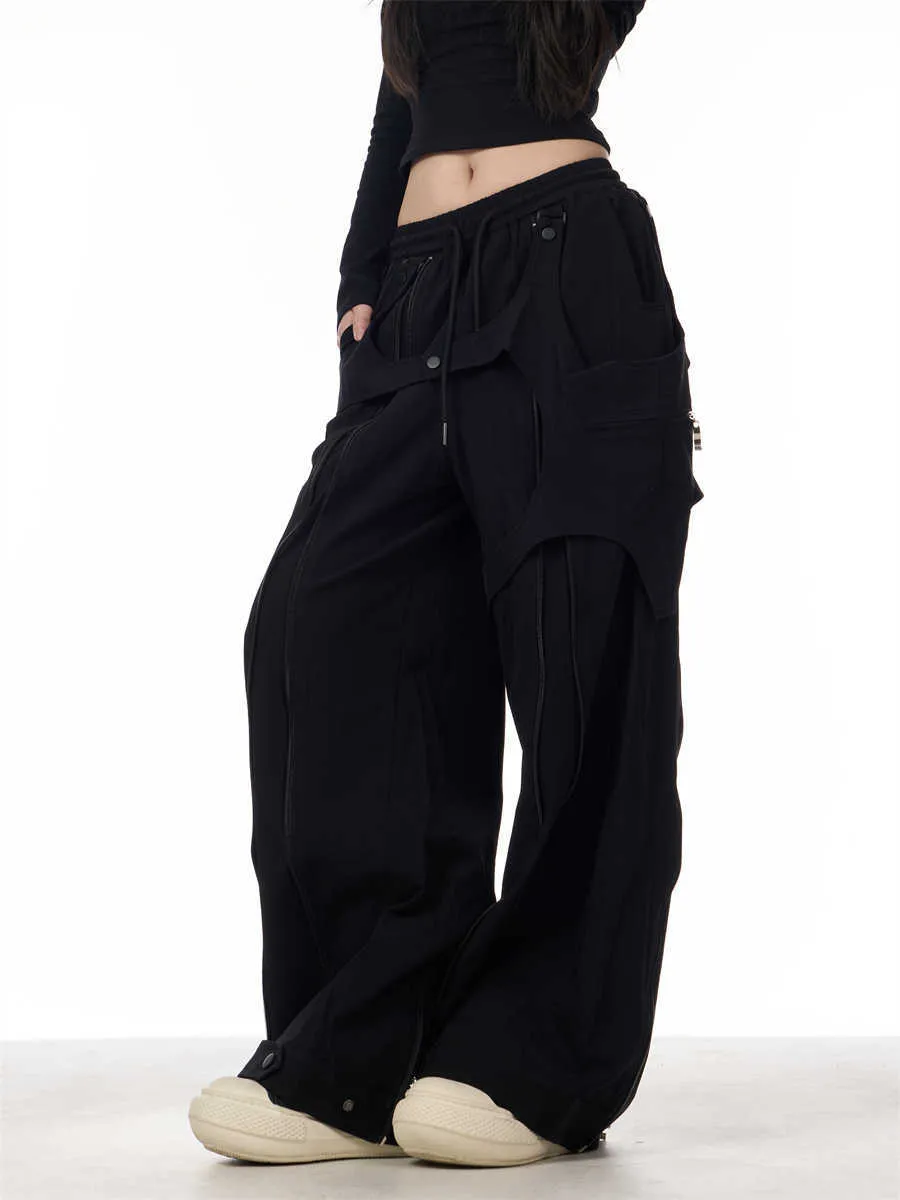 Patchwork Design Casual Loose Wide-leg Pants