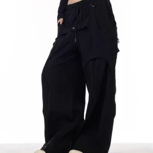 Patchwork Design Casual Loose Wide-leg Pants