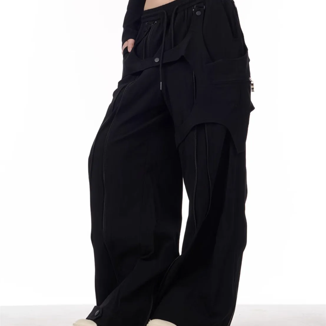 Patchwork Design Casual Loose Wide-leg Pants