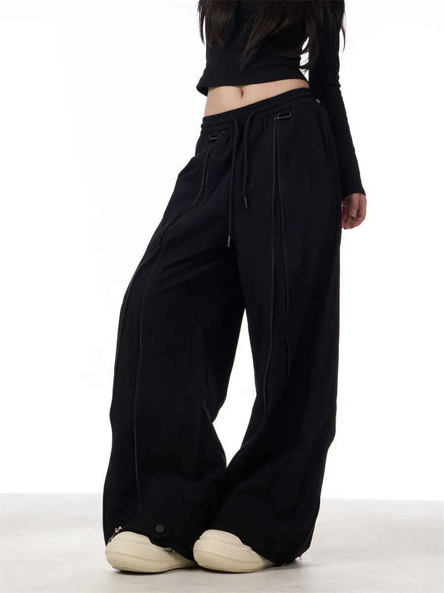 Patchwork Design Casual Loose Wide-leg Pants