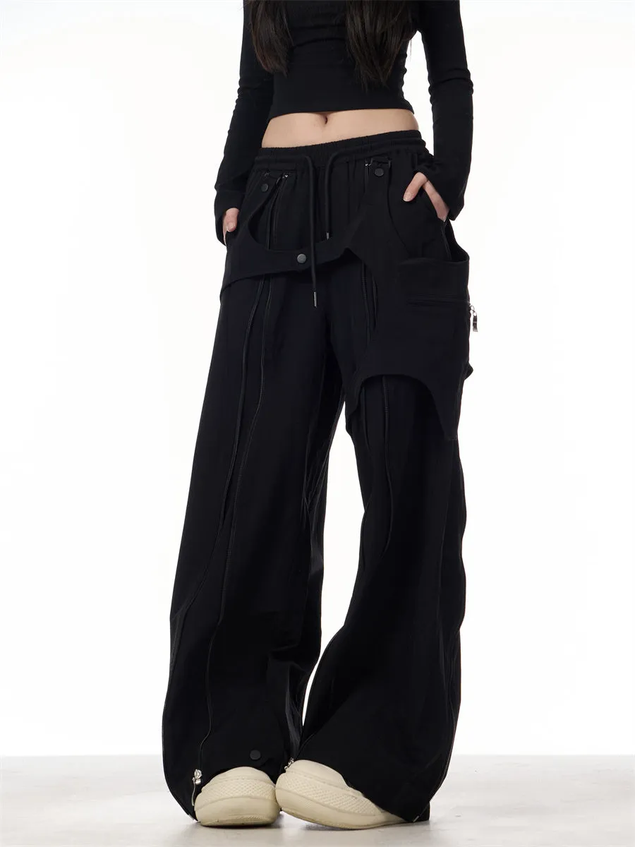 Patchwork Design Casual Loose Wide-leg Pants