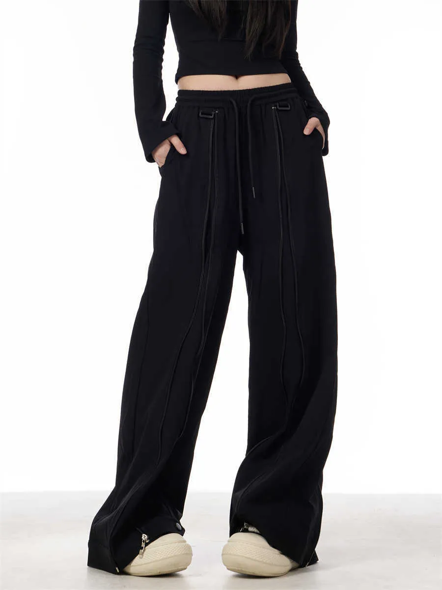 Patchwork Design Casual Loose Wide-leg Pants