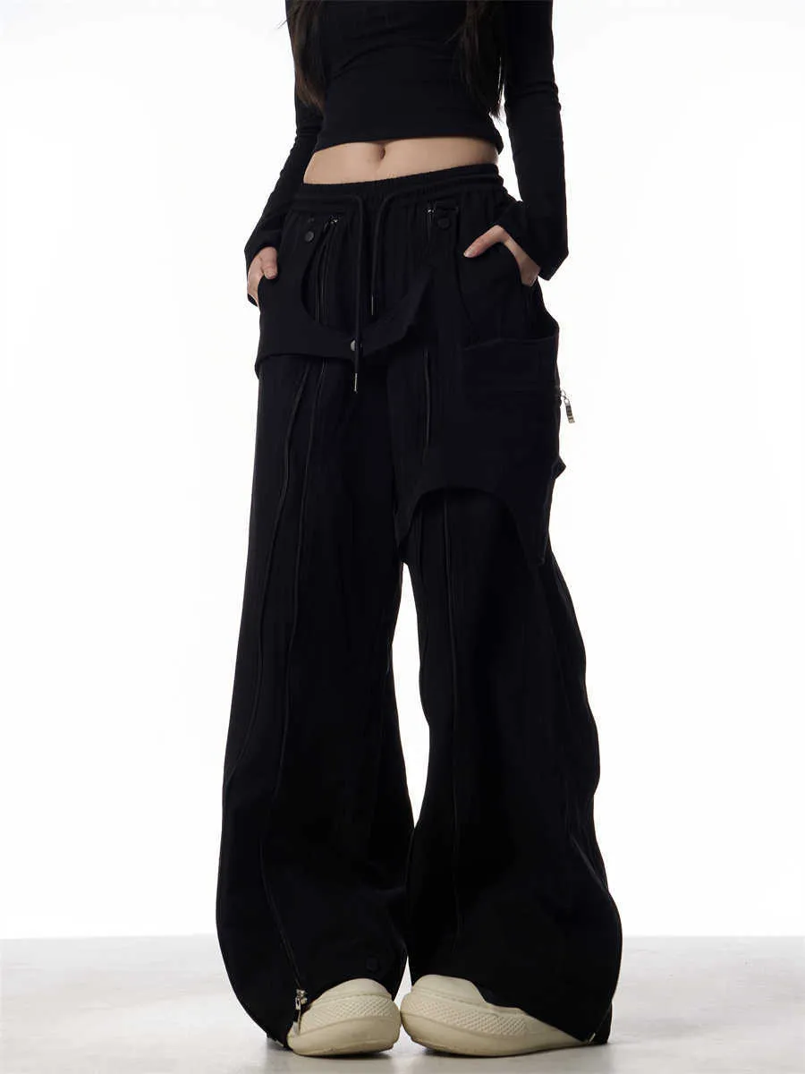 Patchwork Design Casual Loose Wide-leg Pants