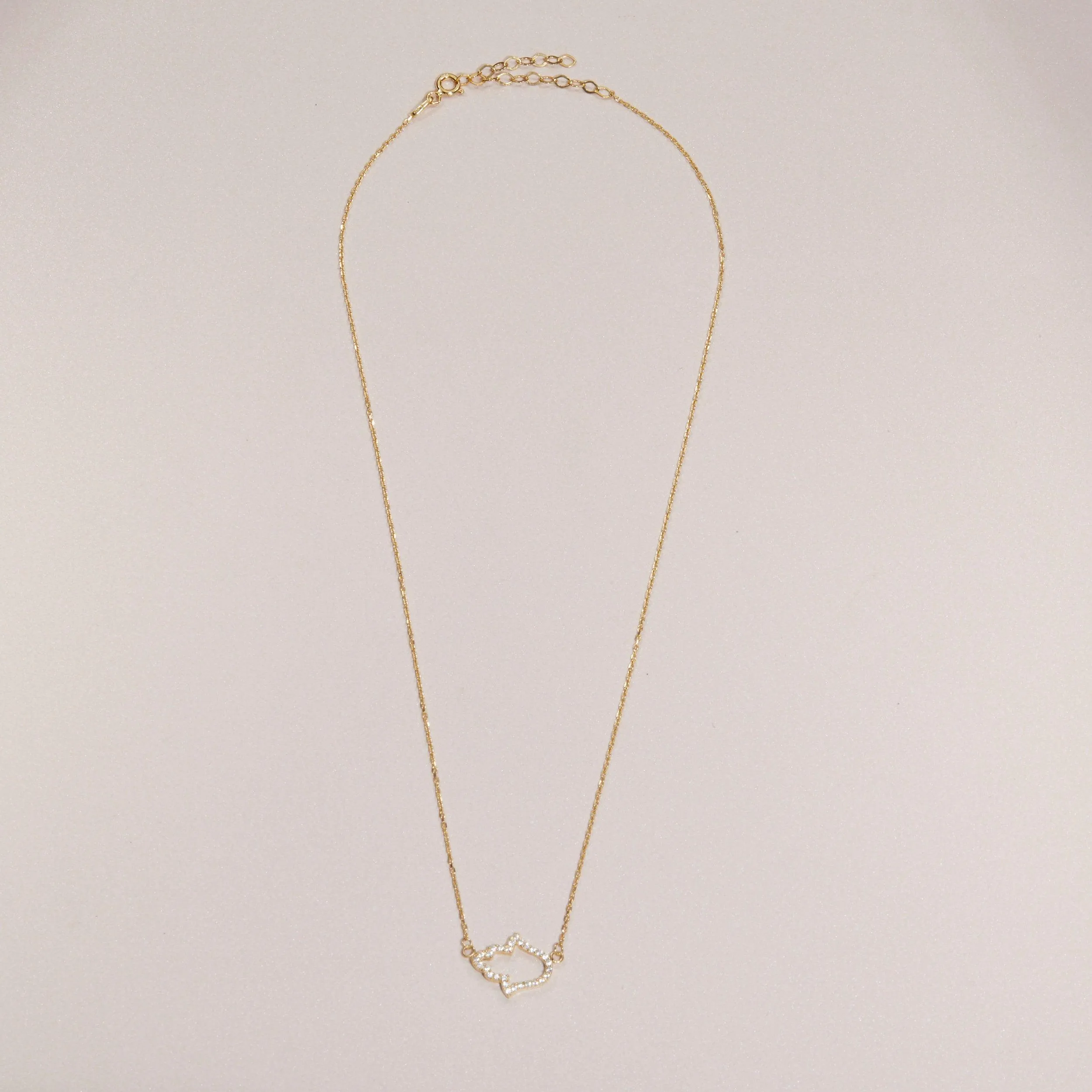 Pave Hamsa Hand Necklace - 18K Gold Vermeil