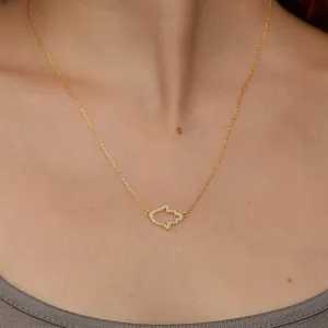 Pave Hamsa Hand Necklace - 18K Gold Vermeil
