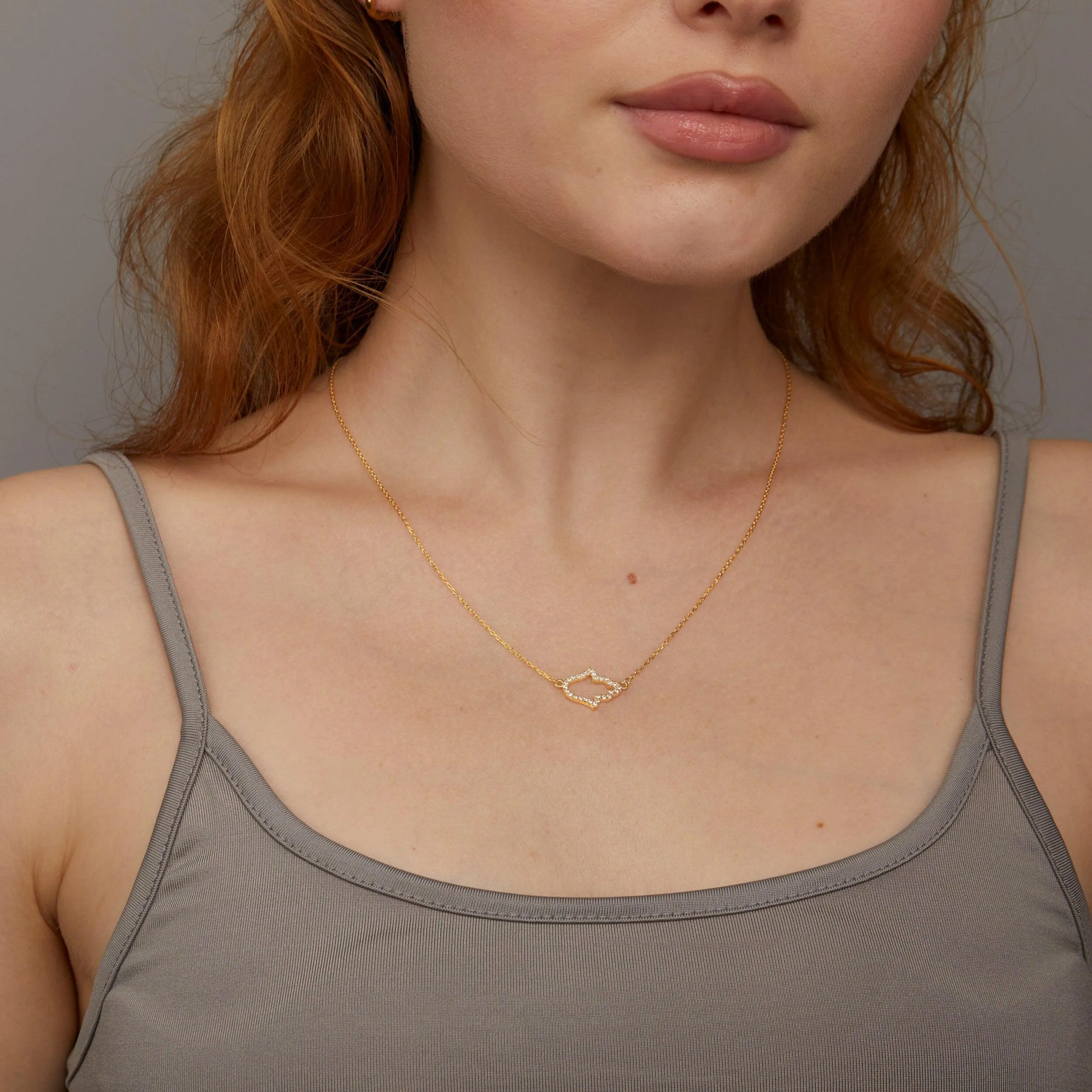 Pave Hamsa Hand Necklace - 18K Gold Vermeil