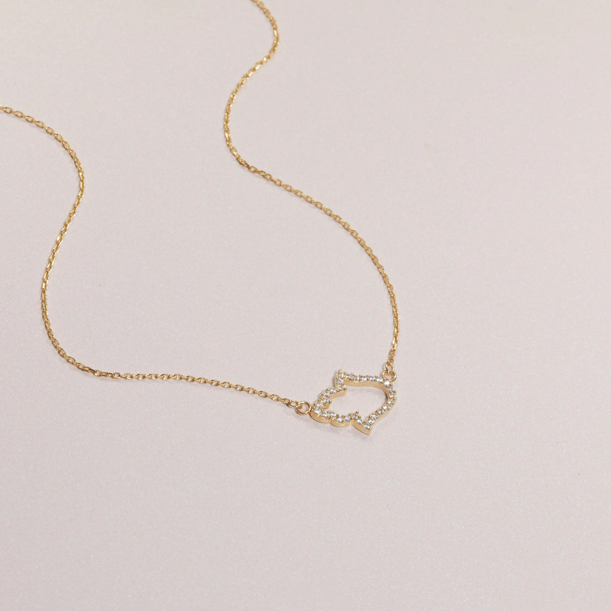 Pave Hamsa Hand Necklace - 18K Gold Vermeil
