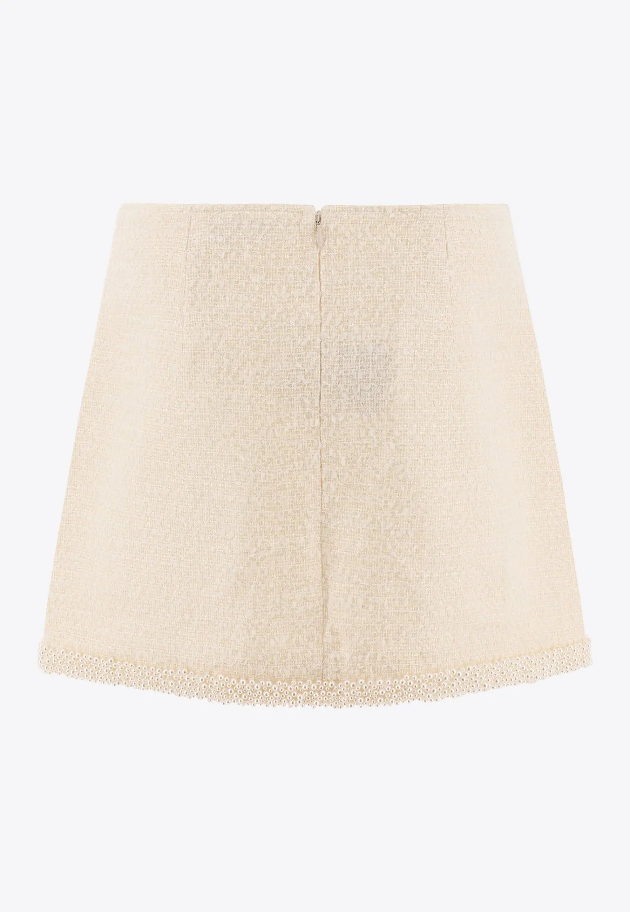 Pearl Embellished Mini Bouclé Skirt