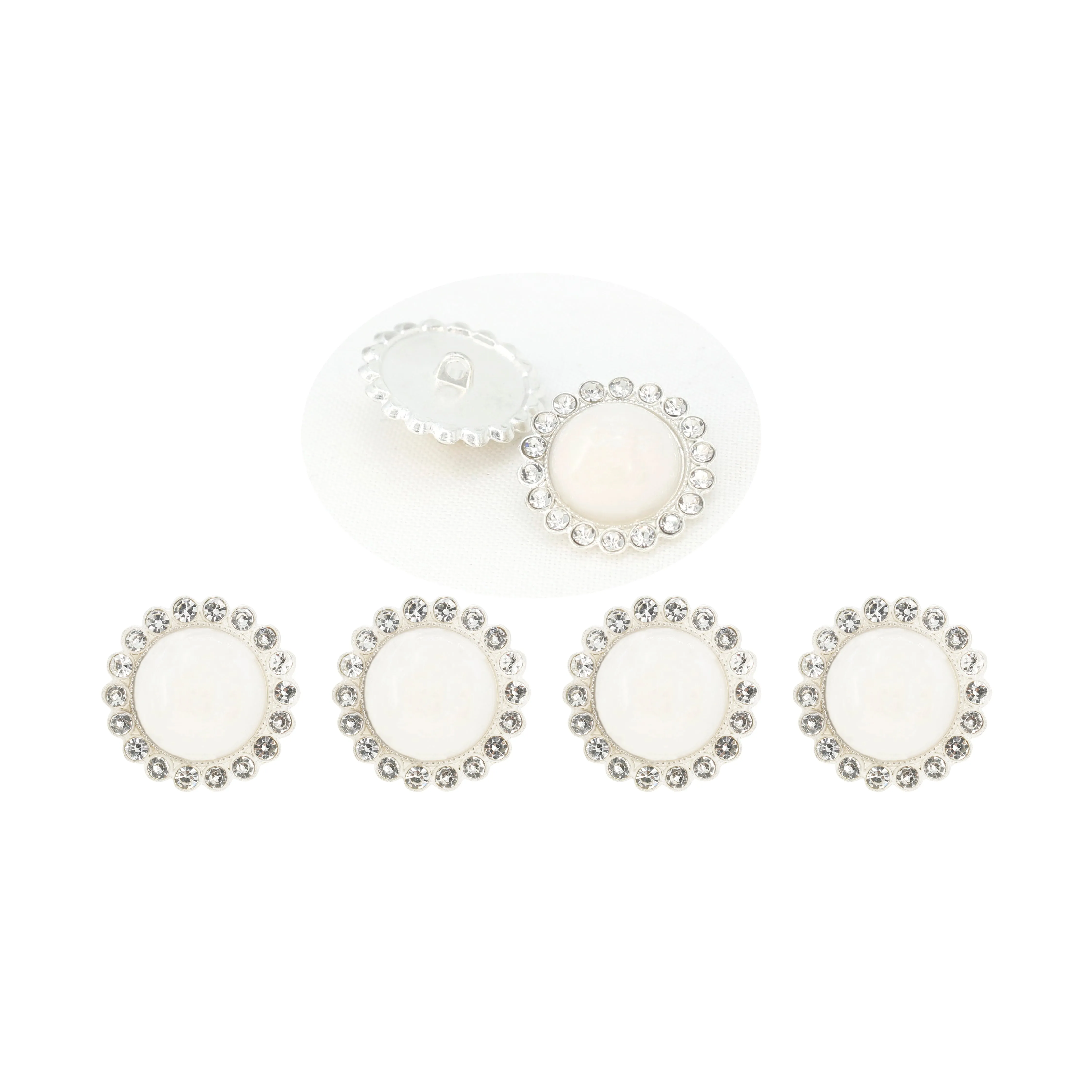 Pearl Rhinestone Shank Metal Buttons