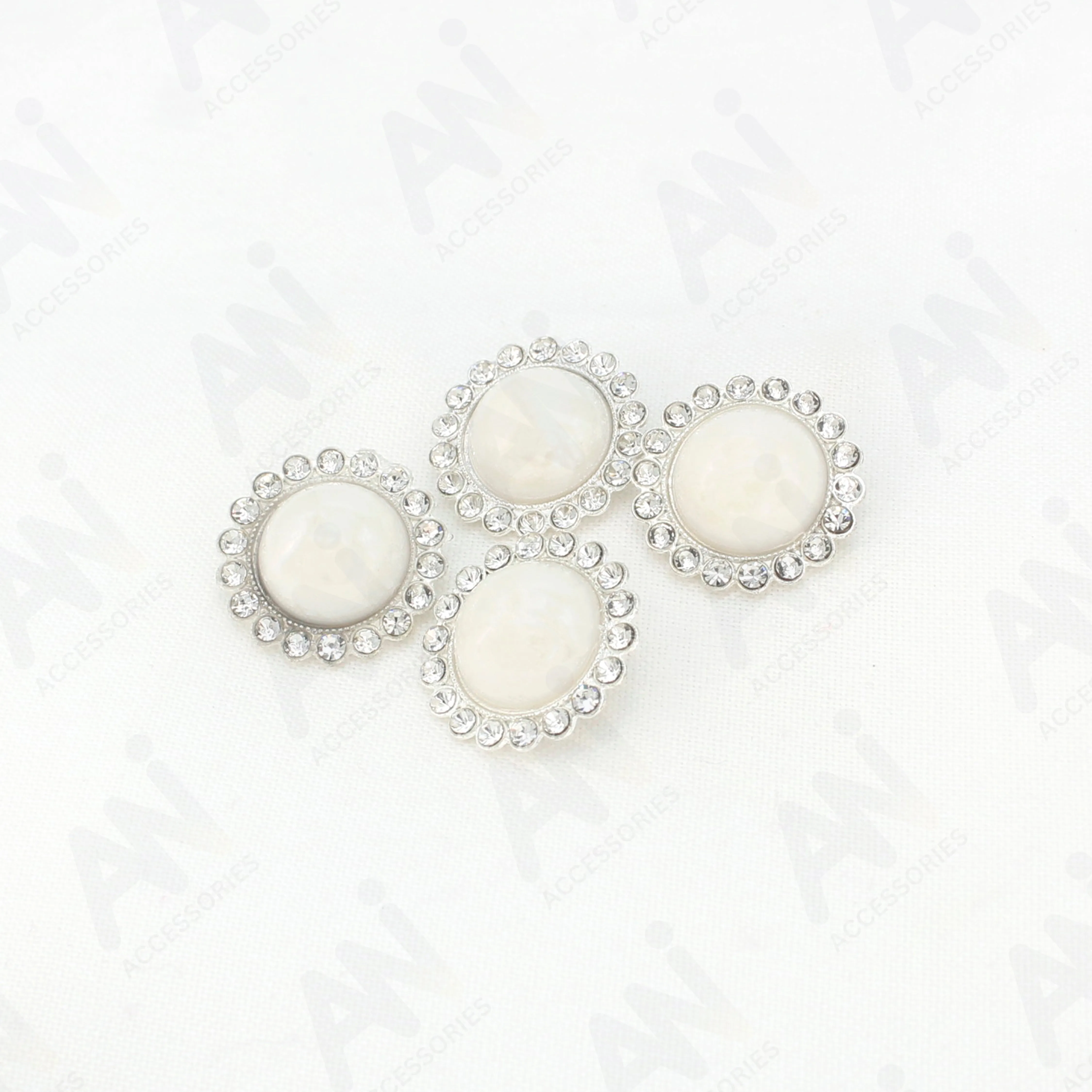 Pearl Rhinestone Shank Metal Buttons