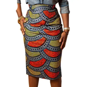 Pencil skirt women Summer Style Multicolor Skirts Ladies African Print Skirt High Waist Knee-Length Bodycon Vintage Saia