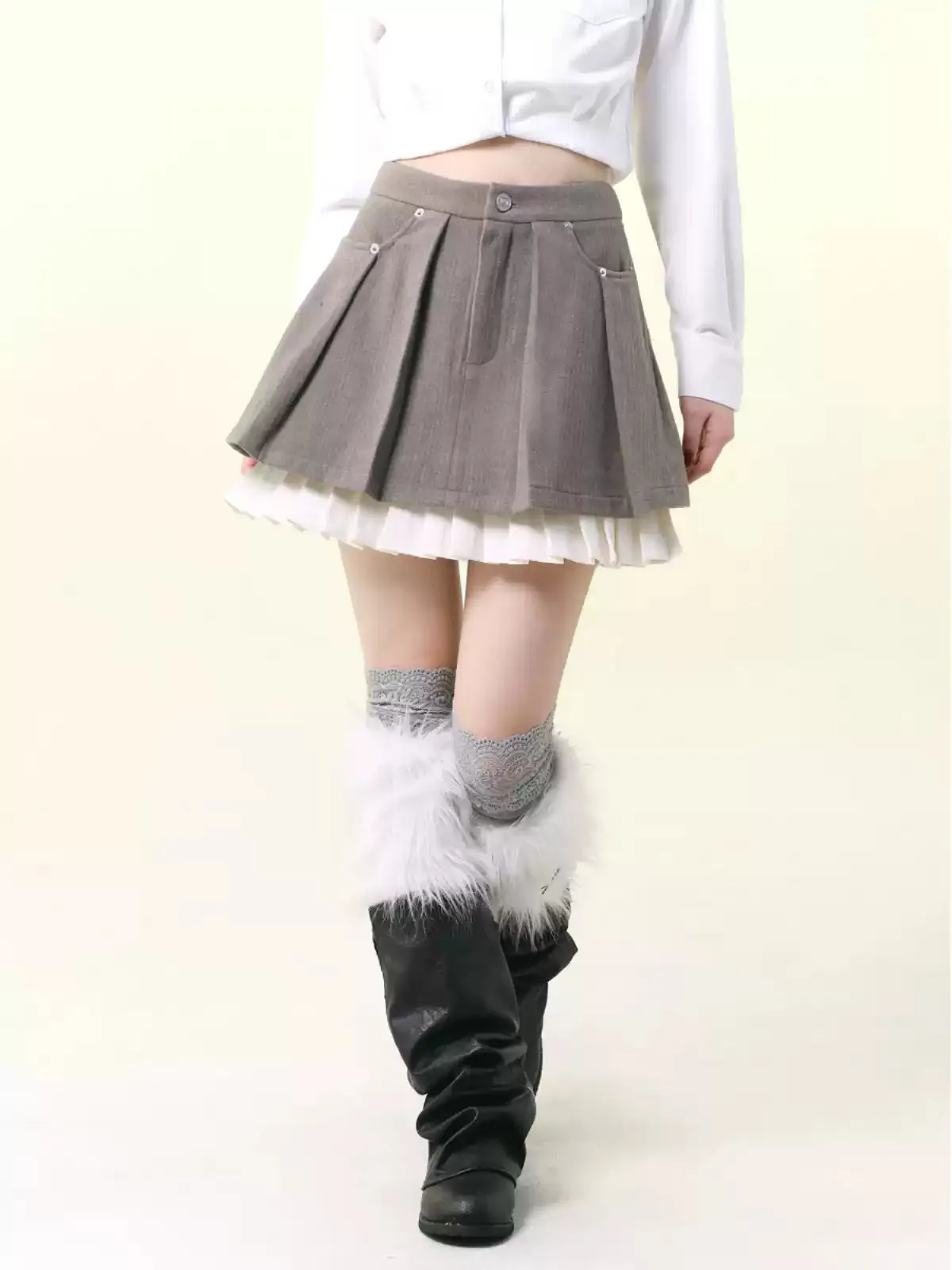 Petite A-line double lace skirt