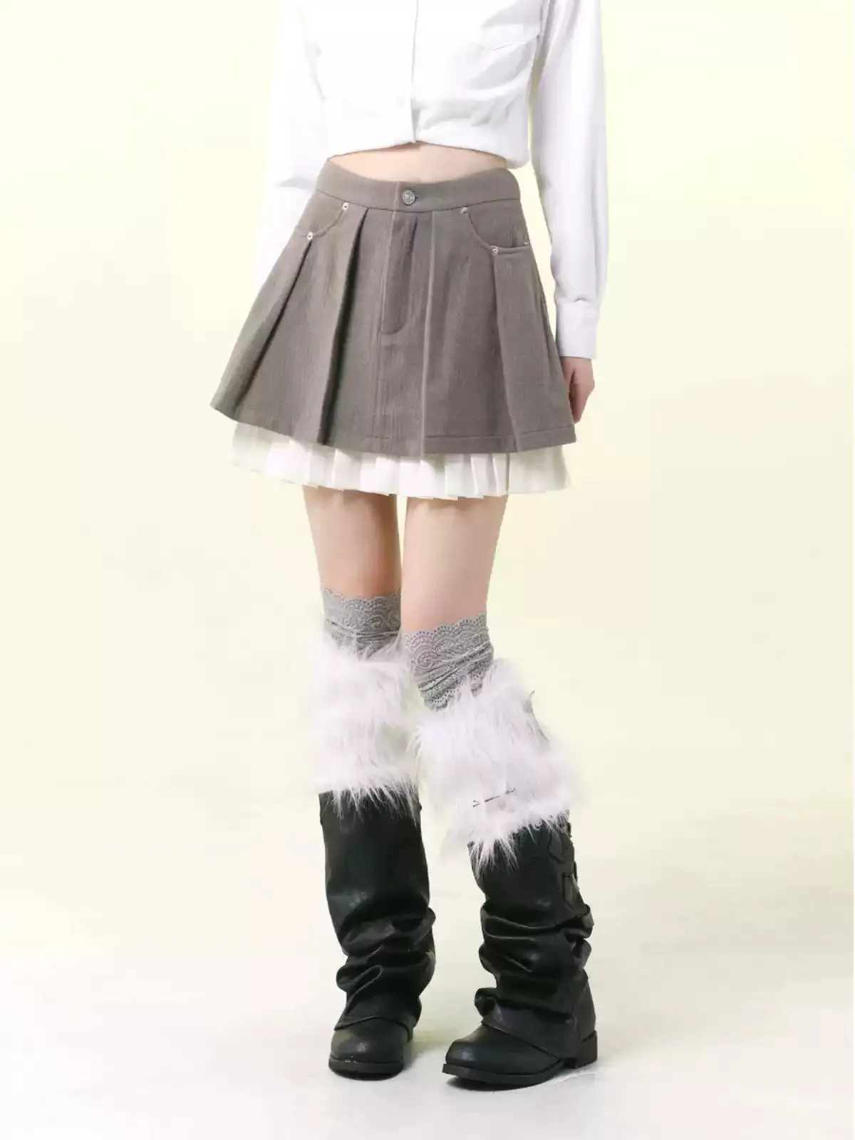 Petite A-line double lace skirt