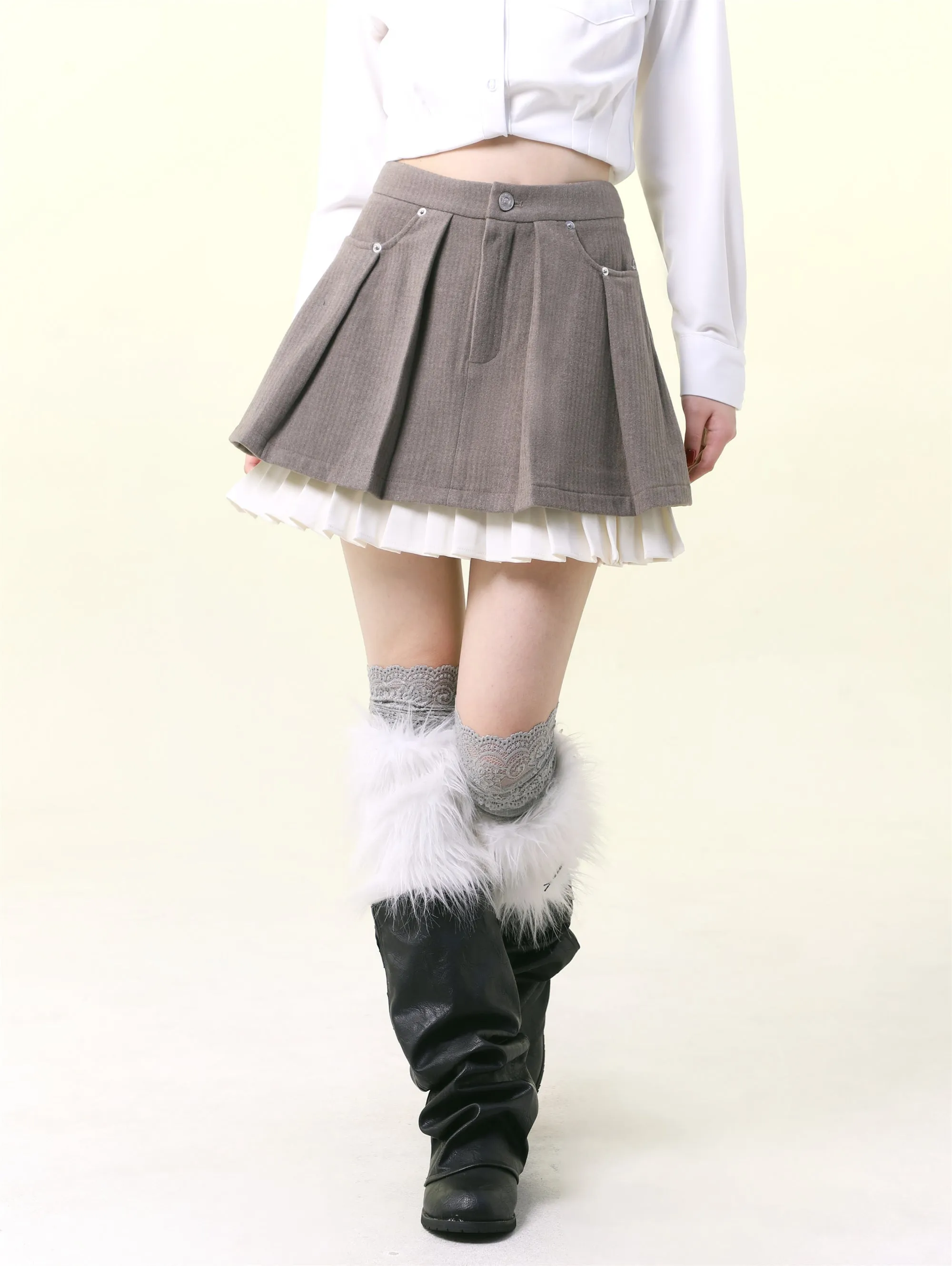 Petite A-line double lace skirt