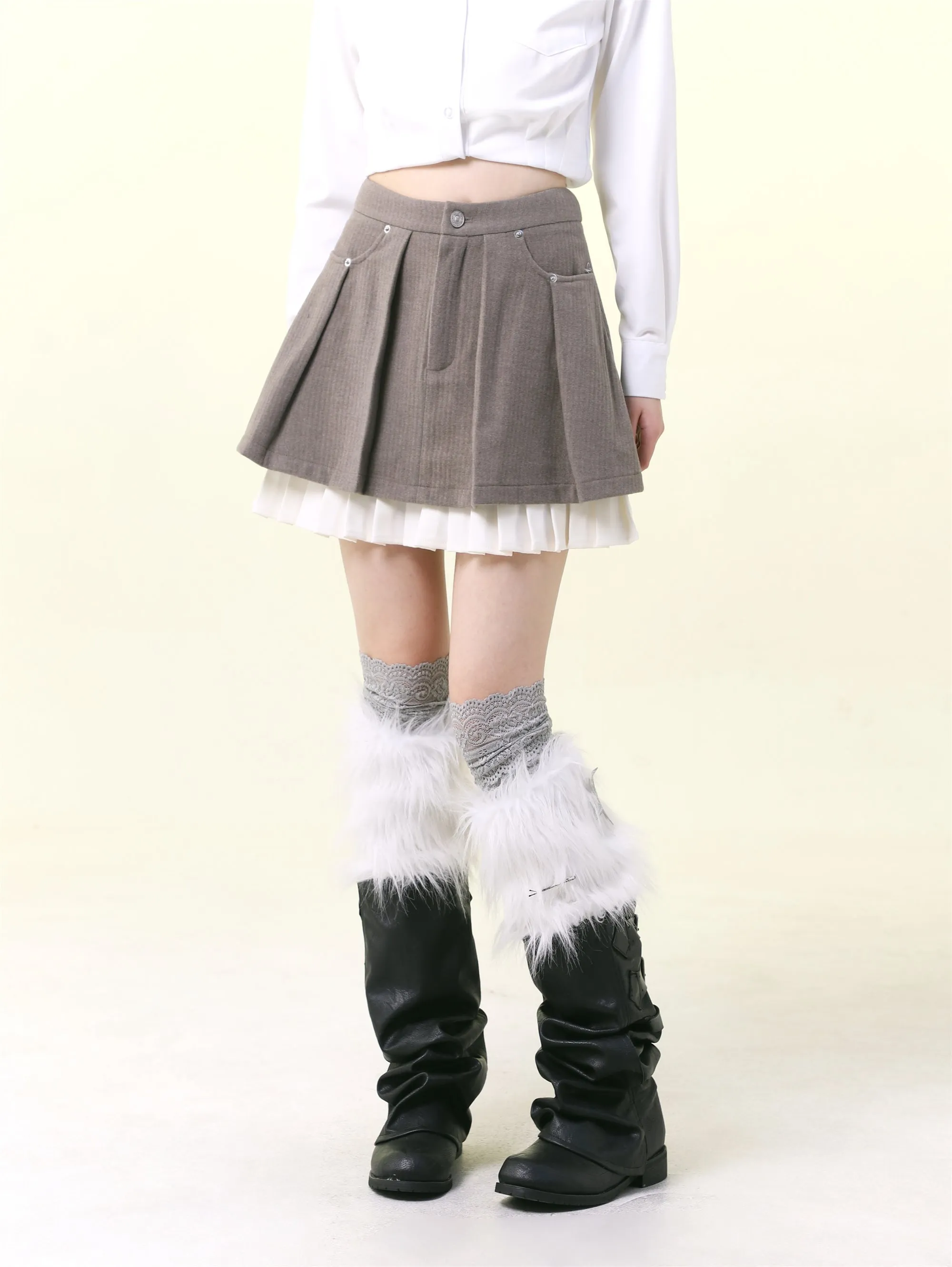 Petite A-line double lace skirt