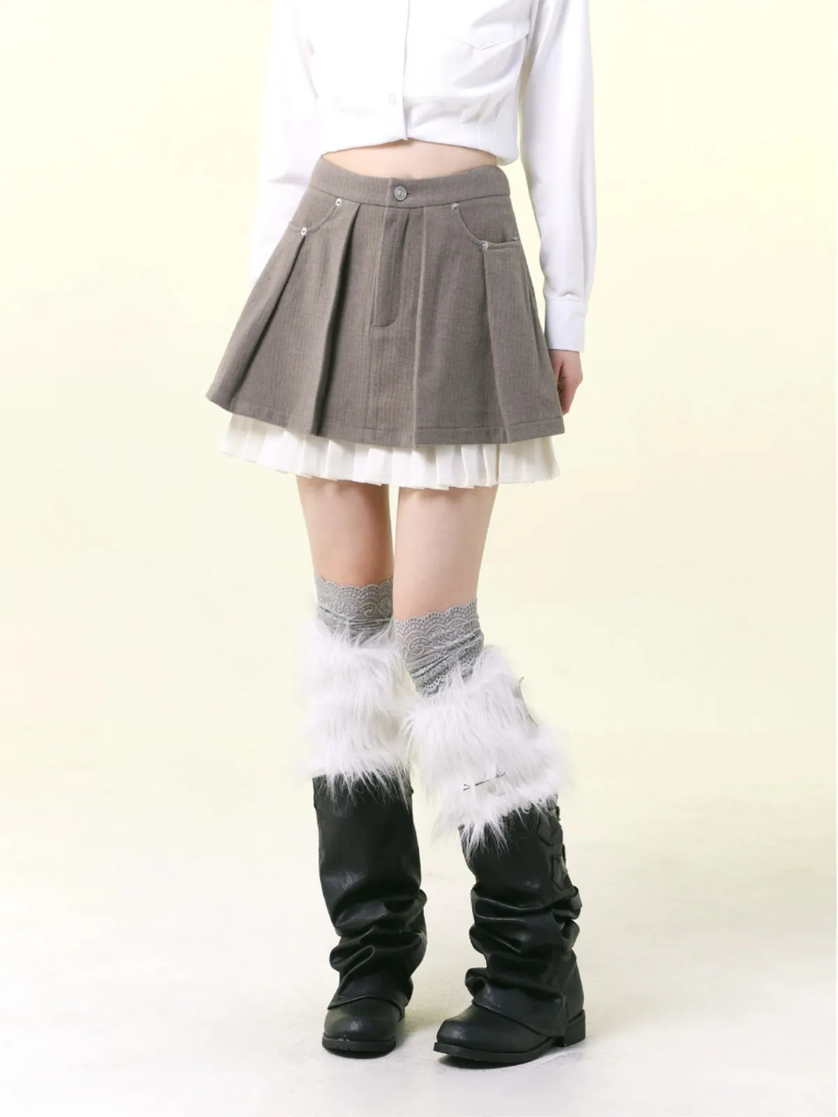 Petite A-line double lace skirt