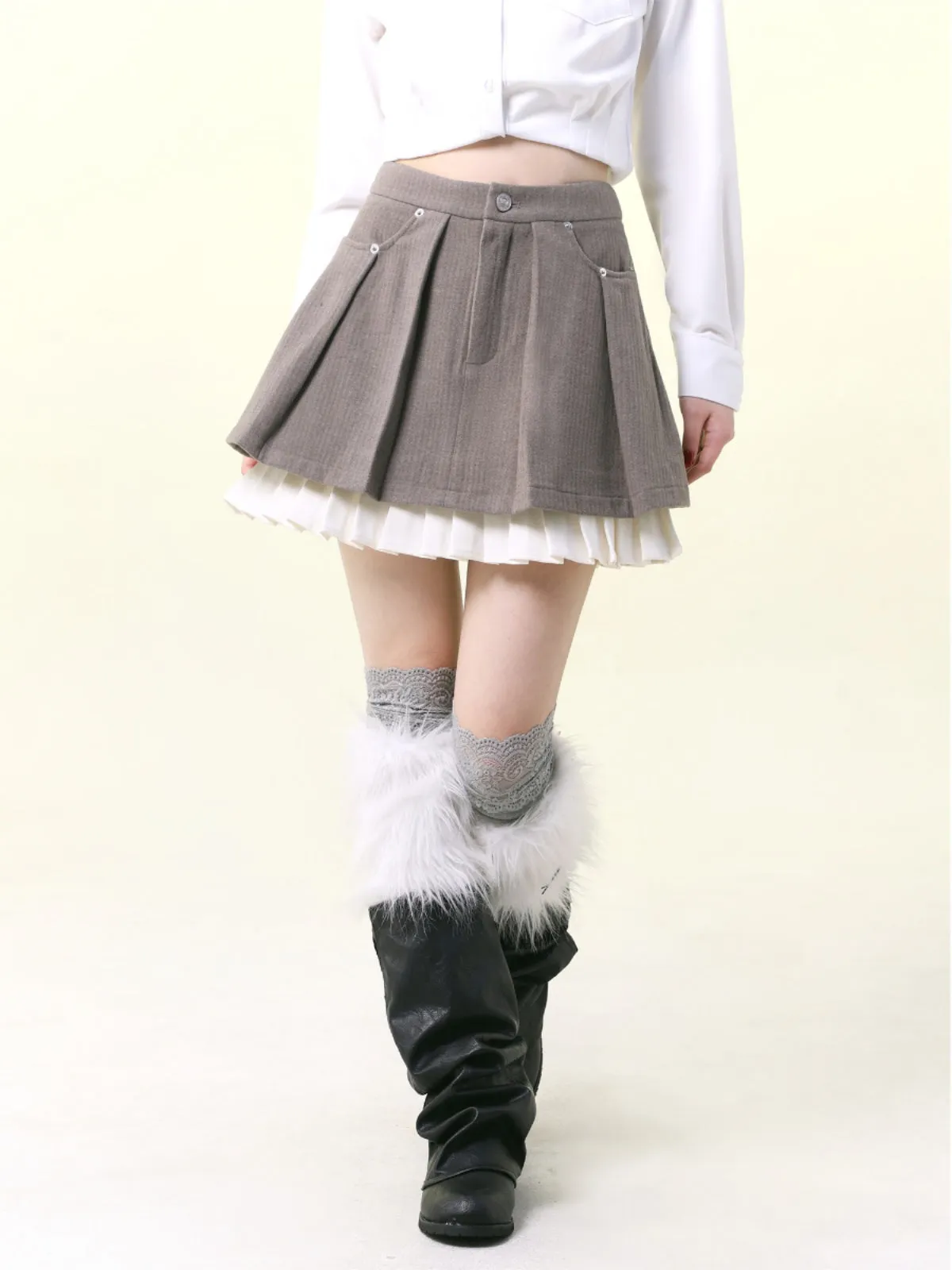 Petite A-line double lace skirt