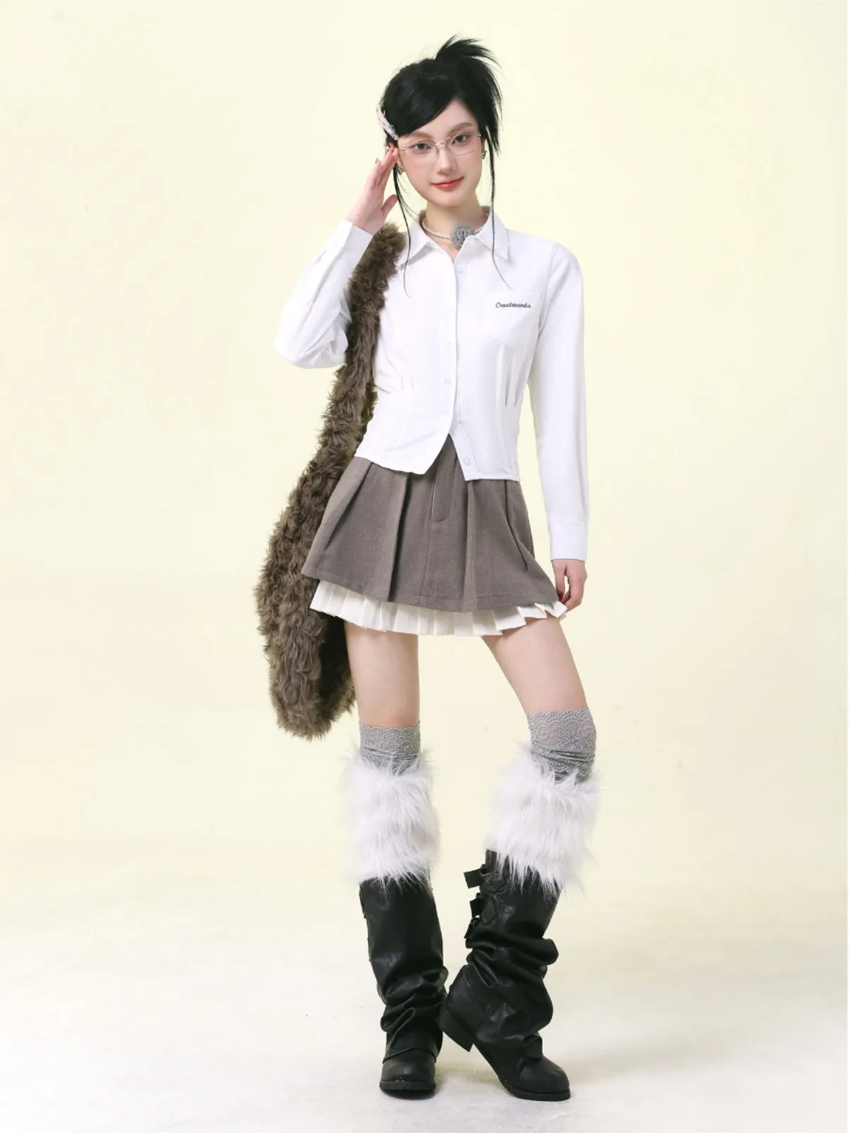 Petite A-line double lace skirt