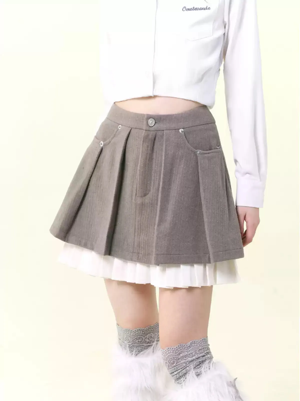Petite A-line double lace skirt