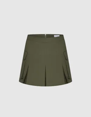 Pleated Mini A-Line Skirt
