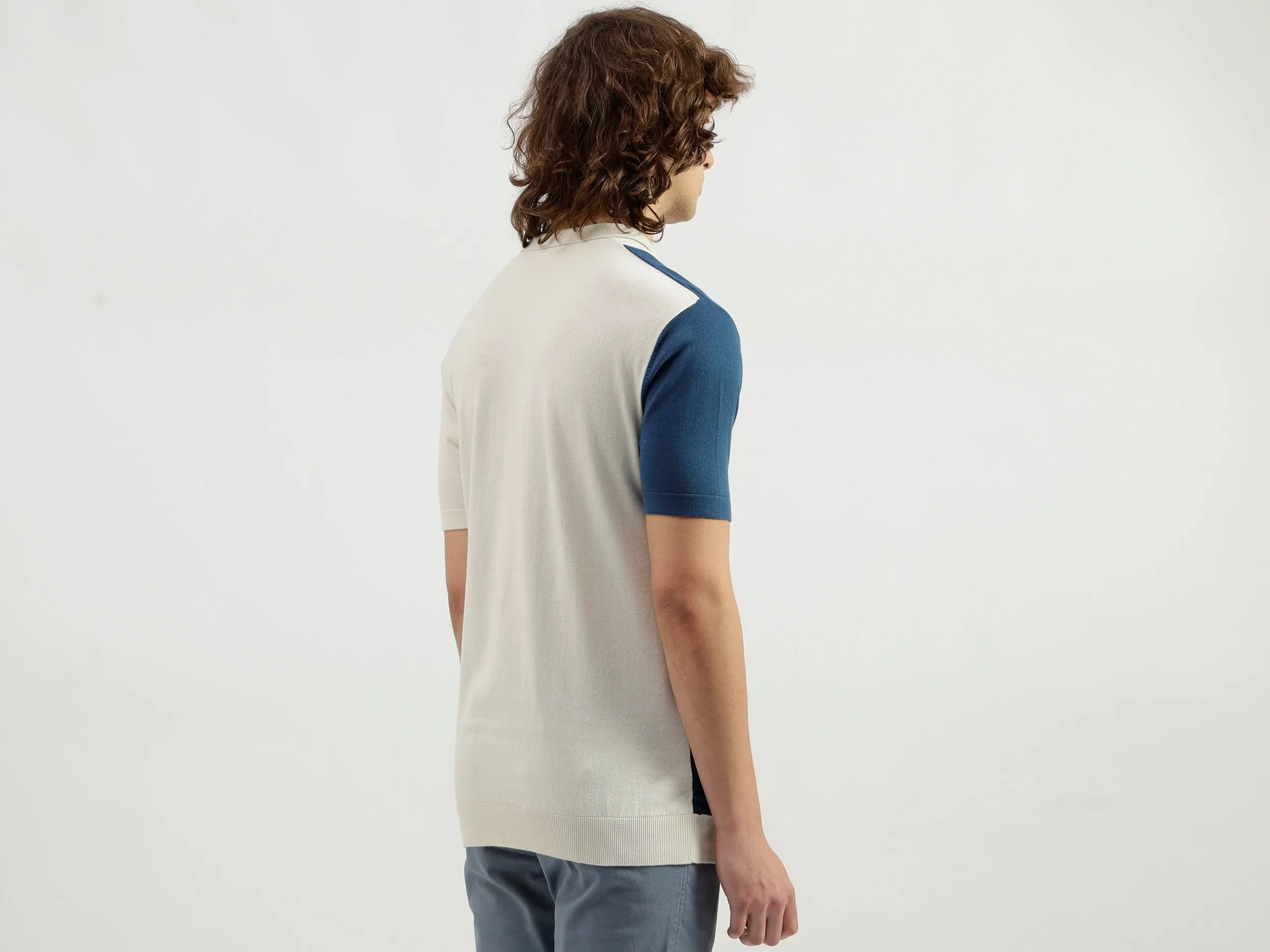Polo Neck Striped Pattern T-Shirt