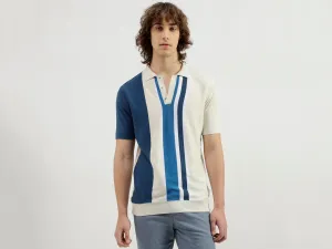 Polo Neck Striped Pattern T-Shirt