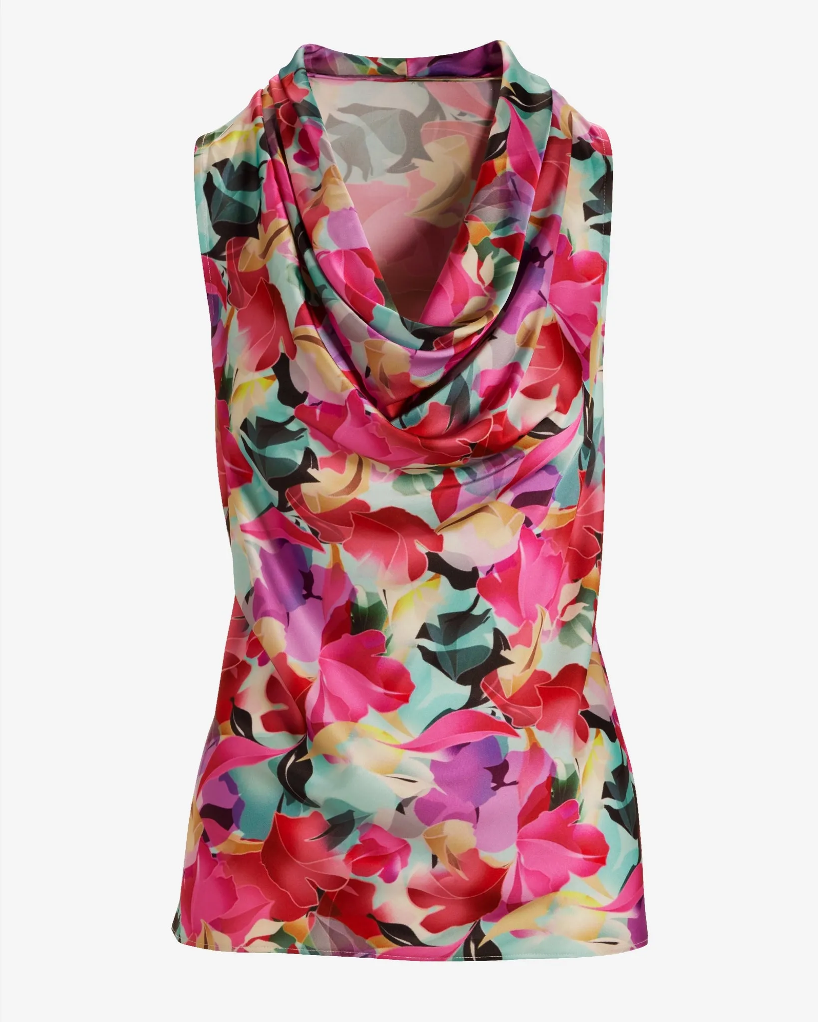 Print Marilyn Cowl Neck Charmeuse Blouse Spring Soiree