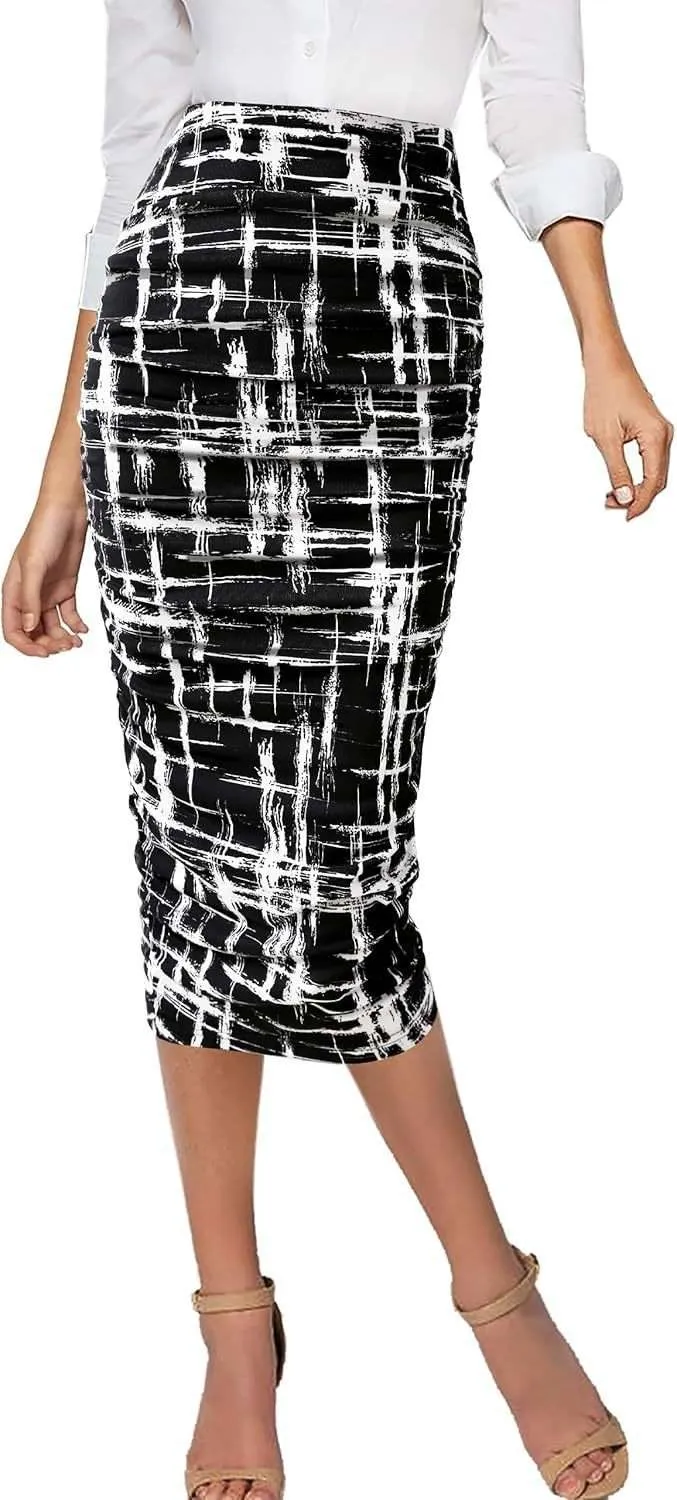 Printed High Waist Sheath Skirts