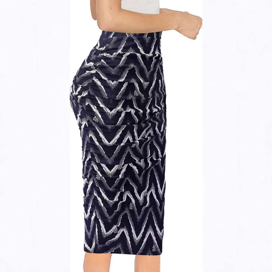 Printed High Waist Sheath Skirts