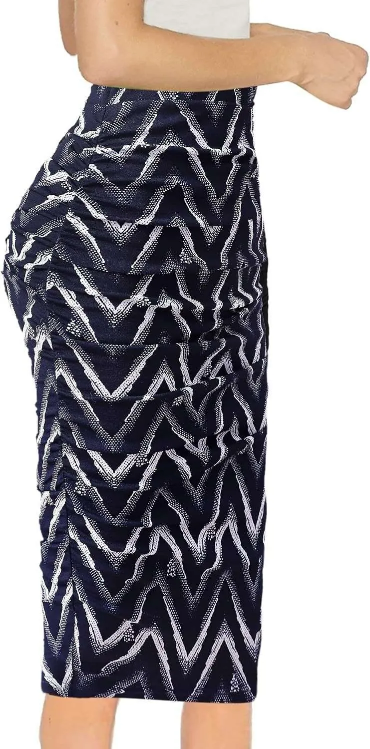 Printed High Waist Sheath Skirts